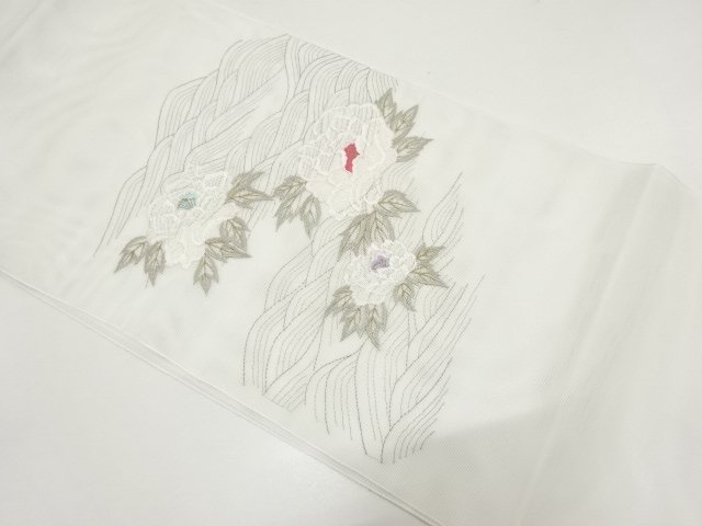 JAPANESE KIMONO / KIMONO FOR SUMMER PEONY PATTERN EMBROIDERY NAGOYA OB